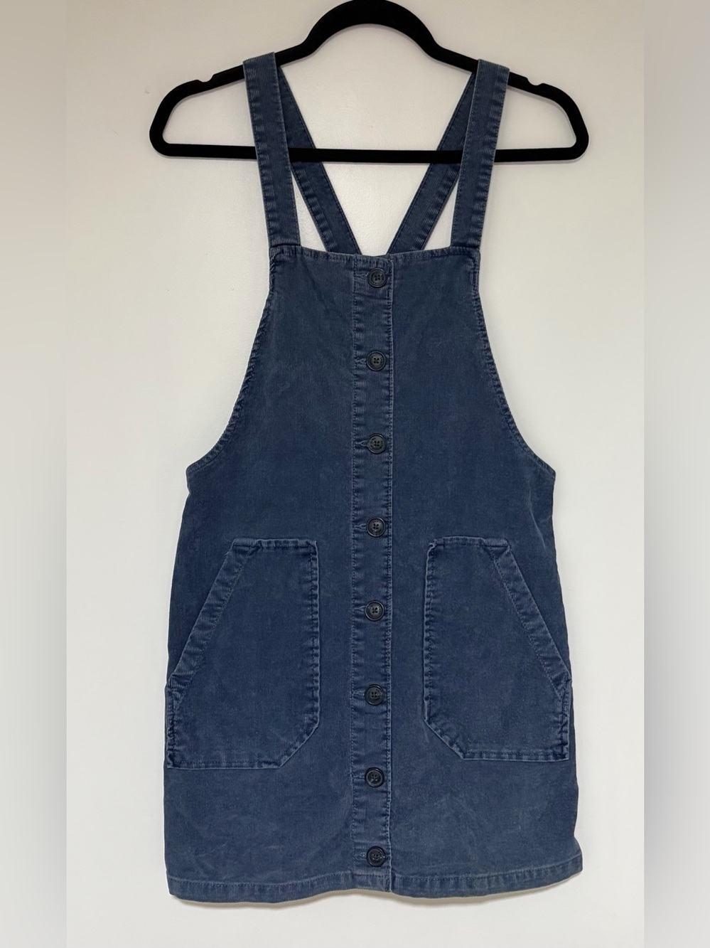 American Eagle Women’s Blue Mini Corduroy Overall Dress Size XS